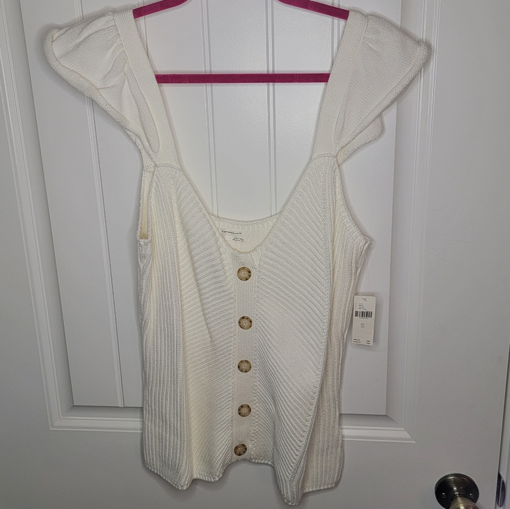 Anthropologie Off the Shoulder, Sleeveless Top, Women's XL, White NWT